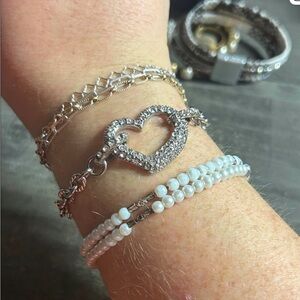 Swarovski Silver Heart Toggle Bracelet